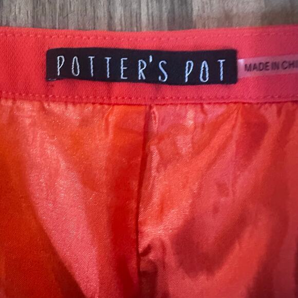 Potters Pot Mid Rise Orange Scallop Trim Pockets and Hem Shorts, Lined, Size S - Picture 2 of 8